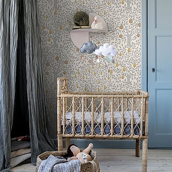 Galerie Wallcoverings Product Code 33012 - Apelviken Wallpaper Collection - White Grey Gold Colours -  