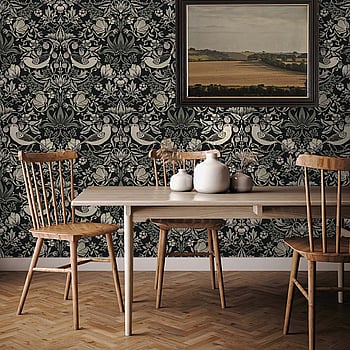 Galerie Wallcoverings Product Code ET11200 - Arts and Crafts Wallpaper Collection - Black Cream Taupe Colours -  